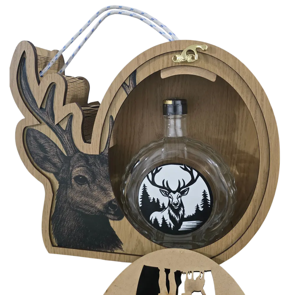 Ekskluzivni lovački set: Unikatna drvena kutija i flaša