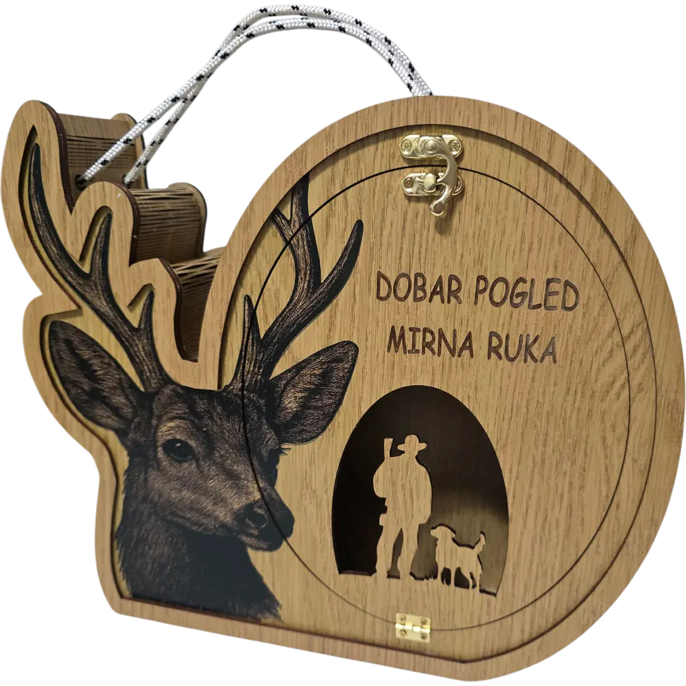Ekskluzivni lovački set: Unikatna drvena kutija i flaša
