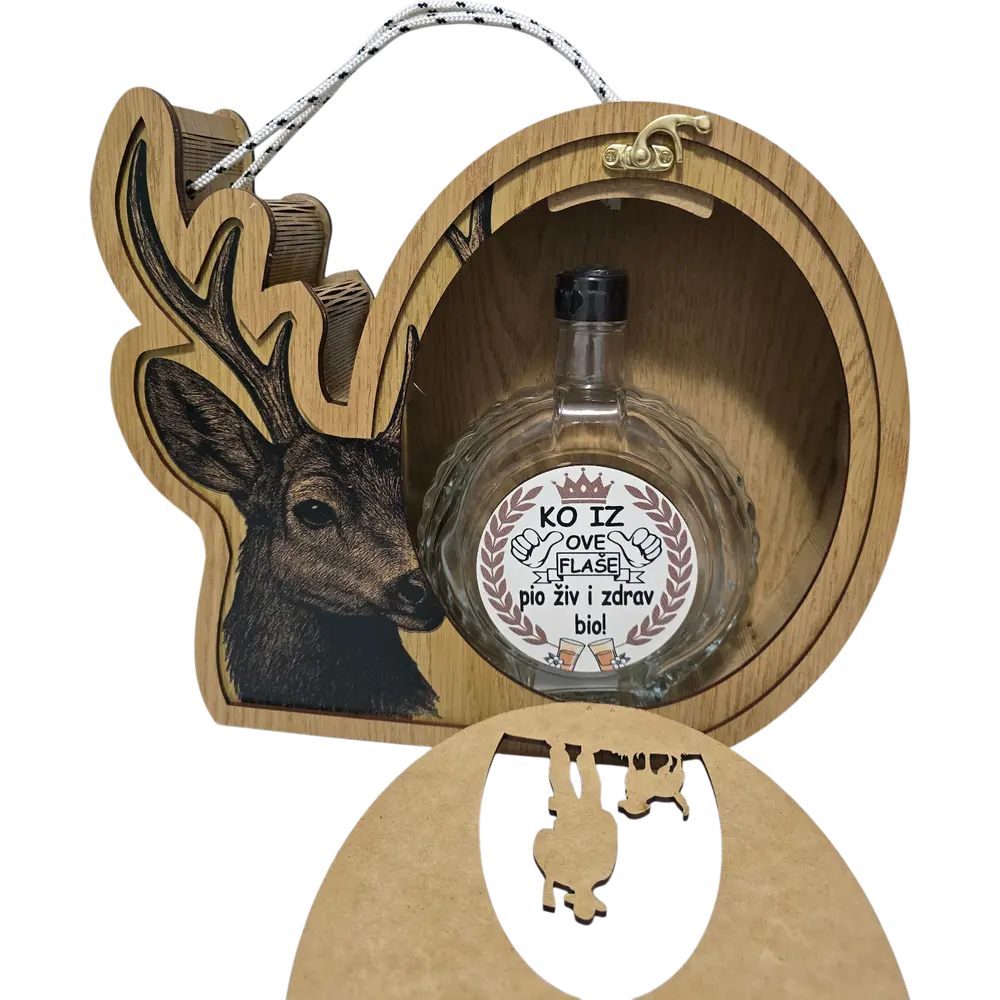 Ekskluzivni lovački set: Unikatna drvena kutija i flaša - slika 3