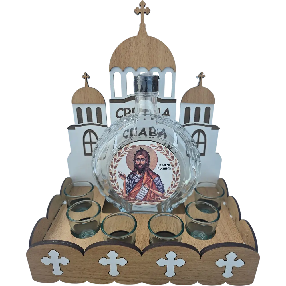 Mini bar crkvica flaša 0,7 L i 6 čašica set - slika 3