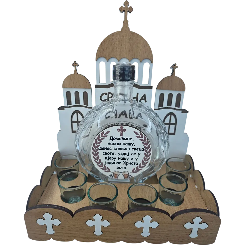 Mini bar crkvica flaša 0,7 L i 6 čašica set - slika 2