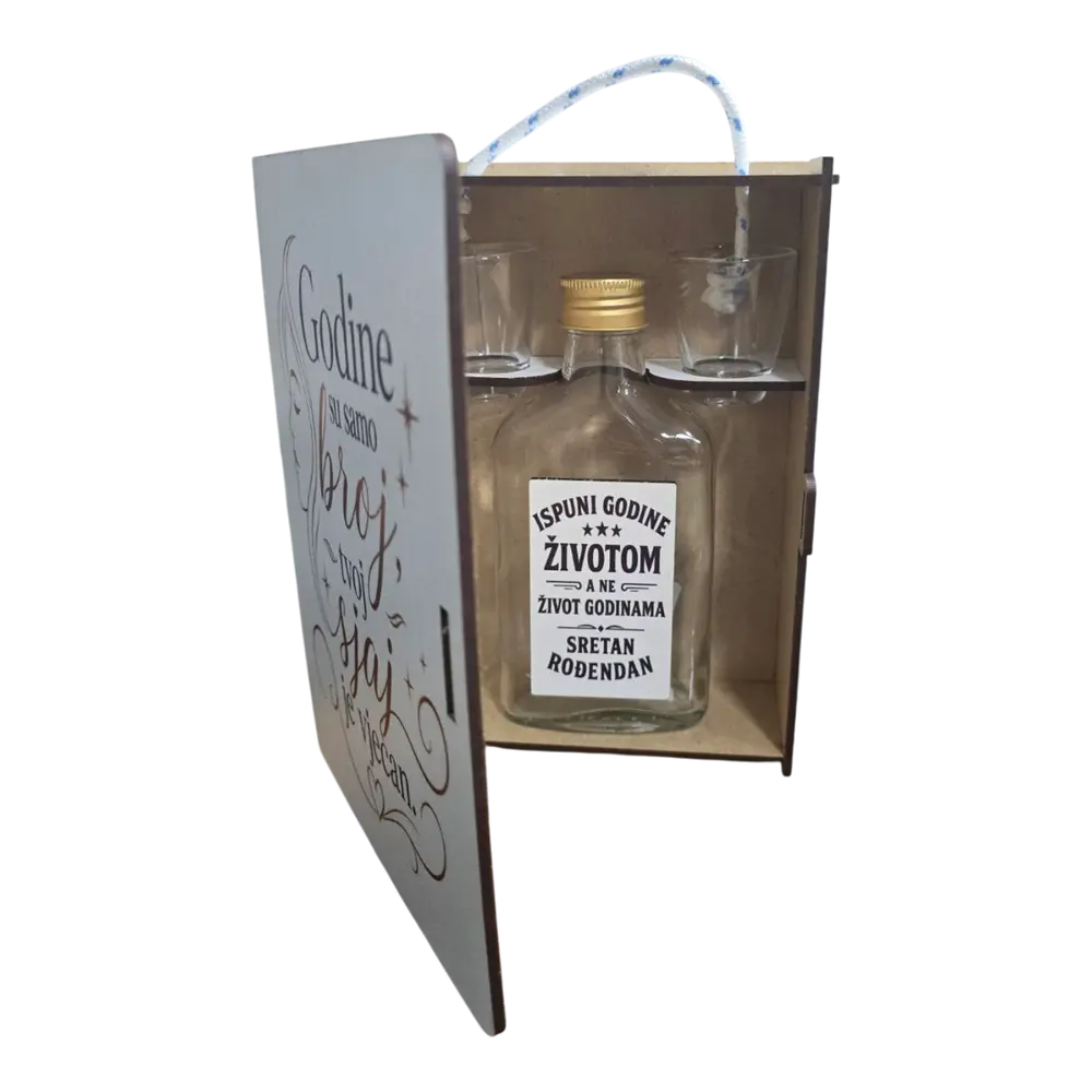Mini bar knjiga sa flasom 0,2 L i dve casice