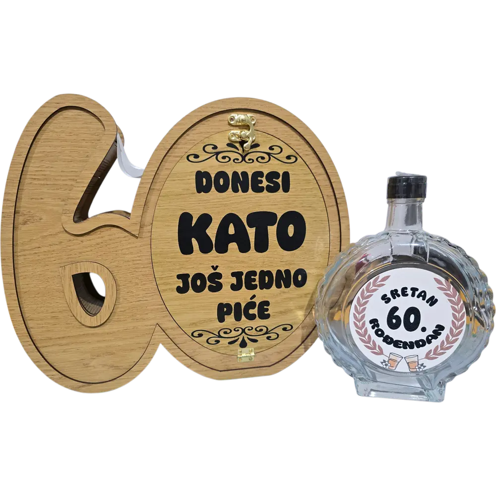 Mini-bar kutija u obliku broja 60 savršen poklon za 60 rođendan