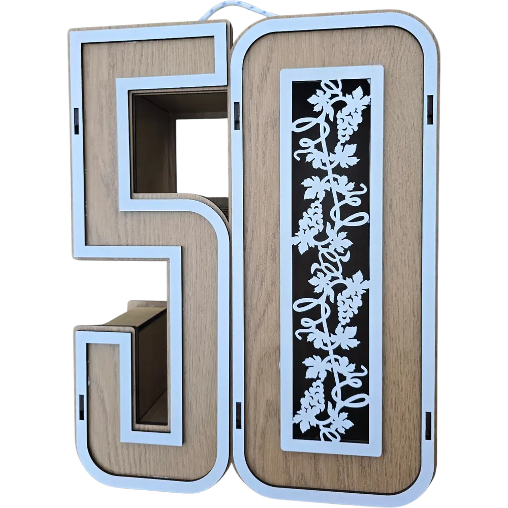 Personalizovana kutija za vino u obliku broja 50  za vino 