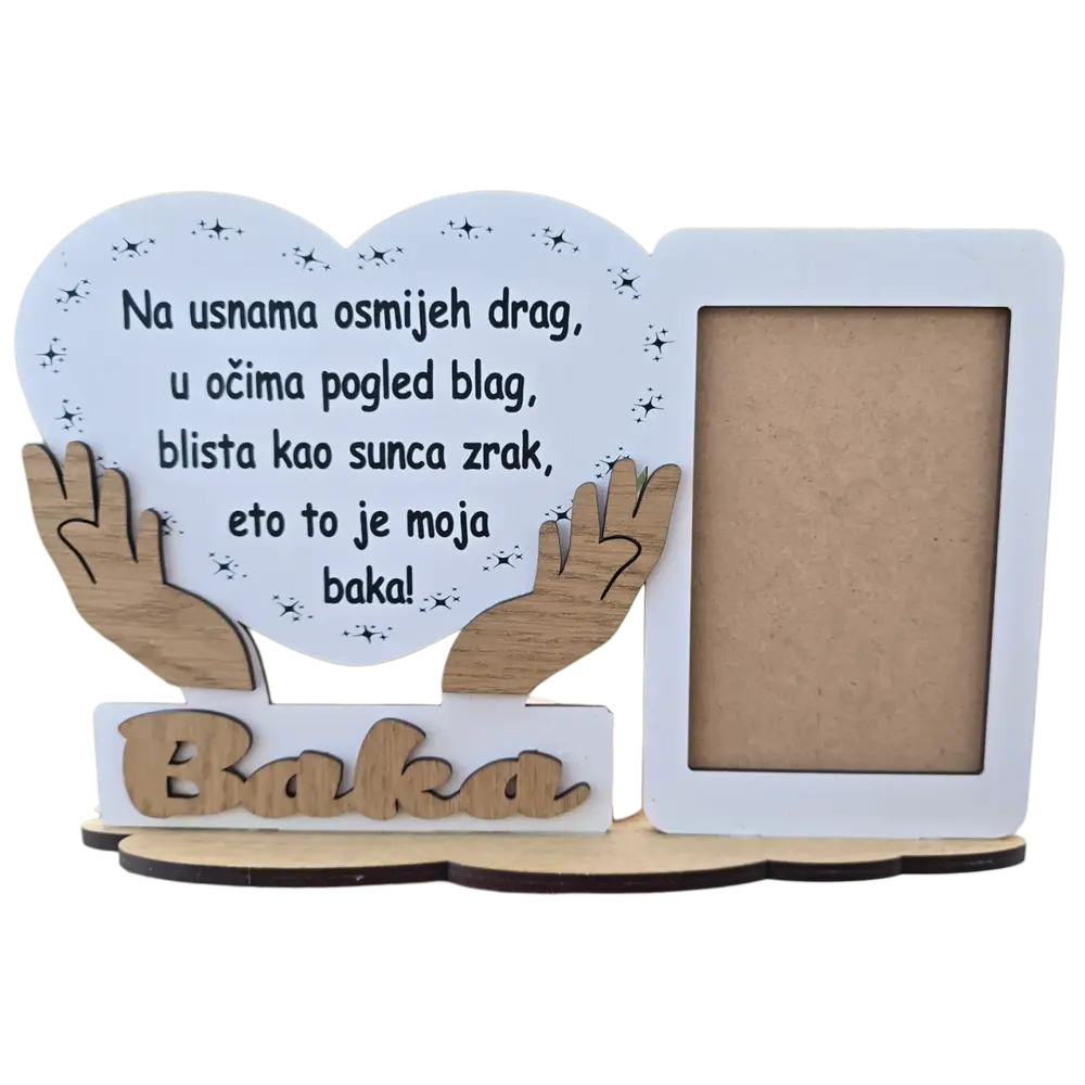 Personalizovani drveni stalak sa ramom za fotograviju - slika 3