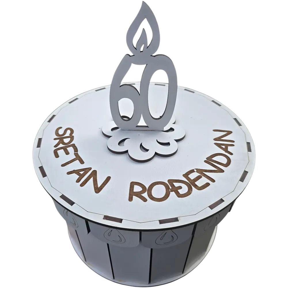 Rođendanska kutija u obliku torte sa brojem (Personalizovano) - slika 5