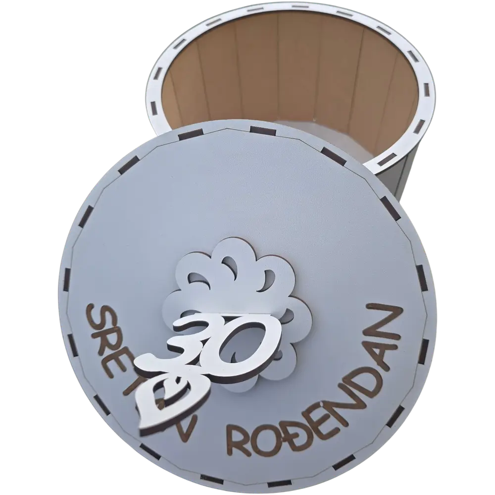 Rođendanska kutija u obliku torte sa brojem (Personalizovano) - slika 4