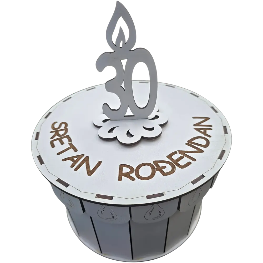 Rođendanska kutija u obliku torte sa brojem (Personalizovano)